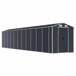 vidaXL Garden Shed Outdoor Storage Shed Patio Yard Tool Shed Galvanised Steel - anthracite, 191 x 980 x 198 cm