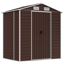 vidaXL Garden Shed Outdoor Storage Shed Patio Yard Tool Shed Galvanised Steel - brown, 191 x 130 x 198 cm