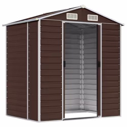 vidaXL Garden Shed Outdoor Storage Shed Patio Yard Tool Shed Galvanised Steel - brown, 191 x 130 x 198 cm