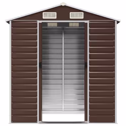 vidaXL Garden Shed Outdoor Storage Shed Patio Yard Tool Shed Galvanised Steel - brown, 191 x 130 x 198 cm - Additional view 4