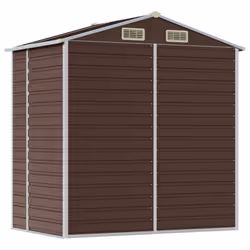 vidaXL Garden Shed Outdoor Storage Shed Patio Yard Tool Shed Galvanised Steel - brown, 191 x 130 x 198 cm - Additional view 6