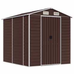 vidaXL Garden Shed Outdoor Storage Shed Patio Yard Tool Shed Galvanised Steel - brown, 191 x 215 x 198 cm