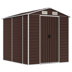 vidaXL Garden Shed Outdoor Storage Shed Patio Yard Tool Shed Galvanised Steel - brown, 191 x 215 x 198 cm
