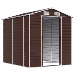 vidaXL Garden Shed Outdoor Storage Shed Patio Yard Tool Shed Galvanised Steel - brown, 191 x 215 x 198 cm