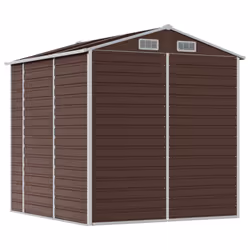 vidaXL Garden Shed Outdoor Storage Shed Patio Yard Tool Shed Galvanised Steel - brown, 191 x 215 x 198 cm - Additional view 6