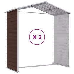 vidaXL Garden Shed Outdoor Storage Shed Patio Yard Tool Shed Galvanised Steel - brown, 191 x 215 x 198 cm - Additional view 8