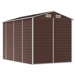 vidaXL Garden Shed Outdoor Storage Shed Patio Yard Tool Shed Galvanised Steel - brown, 191 x 300 x 198 cm - Additional view 6