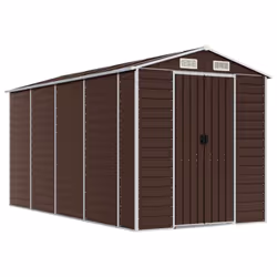 vidaXL Garden Shed Outdoor Storage Shed Patio Yard Tool Shed Galvanised Steel - brown, 191 x 385 x 198 cm