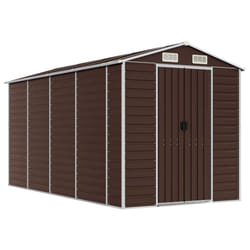 vidaXL Garden Shed Outdoor Storage Shed Patio Yard Tool Shed Galvanised Steel - brown, 191 x 385 x 198 cm