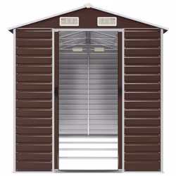 vidaXL Garden Shed Outdoor Storage Shed Patio Yard Tool Shed Galvanised Steel - brown, 191 x 385 x 198 cm - Additional view 4
