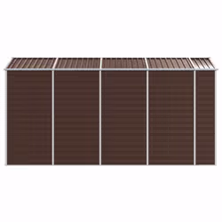 vidaXL Garden Shed Outdoor Storage Shed Patio Yard Tool Shed Galvanised Steel - brown, 191 x 385 x 198 cm - Additional view 5
