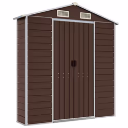 vidaXL Garden Shed Outdoor Storage Shed Patio Yard Tool Shed Galvanised Steel - brown, 191 x 385 x 198 cm - Additional view 7