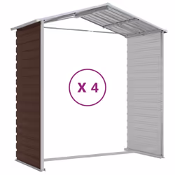 vidaXL Garden Shed Outdoor Storage Shed Patio Yard Tool Shed Galvanised Steel - brown, 191 x 385 x 198 cm - Additional view 8