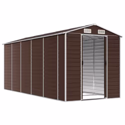 vidaXL Garden Shed Outdoor Storage Shed Patio Yard Tool Shed Galvanised Steel - brown, 191 x 470 x 198 cm - Additional view 2