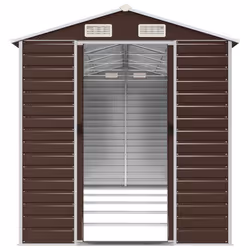 vidaXL Garden Shed Outdoor Storage Shed Patio Yard Tool Shed Galvanised Steel - brown, 191 x 470 x 198 cm - Additional view 4