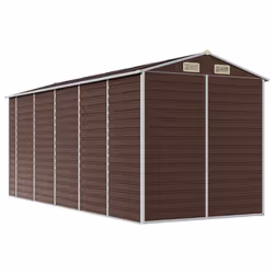 vidaXL Garden Shed Outdoor Storage Shed Patio Yard Tool Shed Galvanised Steel - brown, 191 x 470 x 198 cm - Additional view 6