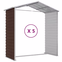 vidaXL Garden Shed Outdoor Storage Shed Patio Yard Tool Shed Galvanised Steel - brown, 191 x 470 x 198 cm - Additional view 8