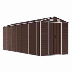 vidaXL Garden Shed Outdoor Storage Shed Patio Yard Tool Shed Galvanised Steel - brown, 191 x 555 x 198 cm