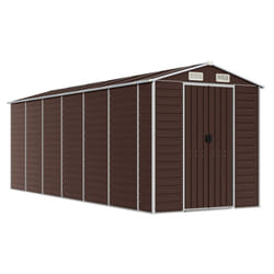 vidaXL Garden Shed Outdoor Storage Shed Patio Yard Tool Shed Galvanised Steel - brown, 191 x 555 x 198 cm