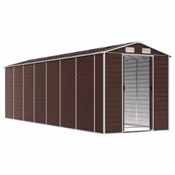 vidaXL Garden Shed Outdoor Storage Shed Patio Yard Tool Shed Galvanised Steel - brown, 191 x 640 x 198 cm - Additional view 2