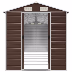 vidaXL Garden Shed Outdoor Storage Shed Patio Yard Tool Shed Galvanised Steel - brown, 191 x 640 x 198 cm - Additional view 4