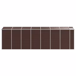vidaXL Garden Shed Outdoor Storage Shed Patio Yard Tool Shed Galvanised Steel - brown, 191 x 640 x 198 cm - Additional view 5