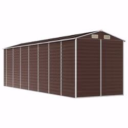 vidaXL Garden Shed Outdoor Storage Shed Patio Yard Tool Shed Galvanised Steel - brown, 191 x 640 x 198 cm - Additional view 6