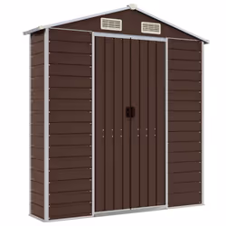 vidaXL Garden Shed Outdoor Storage Shed Patio Yard Tool Shed Galvanised Steel - brown, 191 x 640 x 198 cm - Additional view 7
