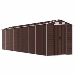 vidaXL Garden Shed Outdoor Storage Shed Patio Yard Tool Shed Galvanised Steel - brown, 191 x 725 x 198 cm