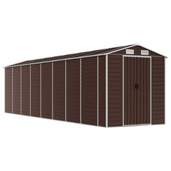 vidaXL Garden Shed Outdoor Storage Shed Patio Yard Tool Shed Galvanised Steel - brown, 191 x 725 x 198 cm
