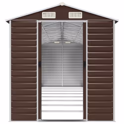 vidaXL Garden Shed Outdoor Storage Shed Patio Yard Tool Shed Galvanised Steel - brown, 191 x 725 x 198 cm - Additional view 4