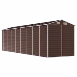 vidaXL Garden Shed Outdoor Storage Shed Patio Yard Tool Shed Galvanised Steel - brown, 191 x 725 x 198 cm - Additional view 5