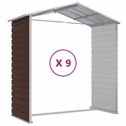 vidaXL Garden Shed Outdoor Storage Shed Patio Yard Tool Shed Galvanised Steel - brown, 191 x 810 x 198 cm - Additional view 7