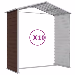 vidaXL Garden Shed Outdoor Storage Shed Patio Yard Tool Shed Galvanised Steel - brown, 191 x 895 x 198 cm - Additional view 3