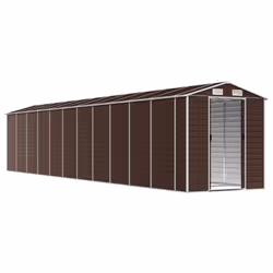 vidaXL Garden Shed Outdoor Storage Shed Patio Yard Tool Shed Galvanised Steel - brown, 191 x 980 x 198 cm - Additional view 2