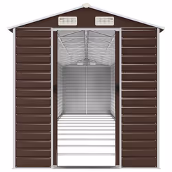 vidaXL Garden Shed Outdoor Storage Shed Patio Yard Tool Shed Galvanised Steel - brown, 191 x 980 x 198 cm - Additional view 4
