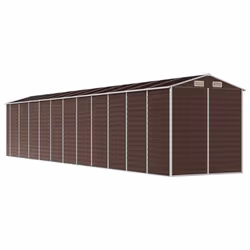 vidaXL Garden Shed Outdoor Storage Shed Patio Yard Tool Shed Galvanised Steel - brown, 191 x 980 x 198 cm - Additional view 6