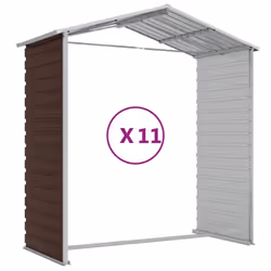 vidaXL Garden Shed Outdoor Storage Shed Patio Yard Tool Shed Galvanised Steel - brown, 191 x 980 x 198 cm - Additional view 8