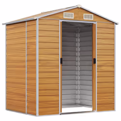 vidaXL Garden Shed Outdoor Storage Shed Patio Yard Tool Shed Galvanised Steel - light brown, 191 x 130 x 198 cm - Additional view 2