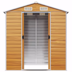 vidaXL Garden Shed Outdoor Storage Shed Patio Yard Tool Shed Galvanised Steel - light brown, 191 x 130 x 198 cm - Additional view 4