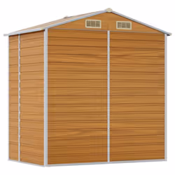 vidaXL Garden Shed Outdoor Storage Shed Patio Yard Tool Shed Galvanised Steel - light brown, 191 x 130 x 198 cm - Additional view 6