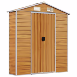 vidaXL Garden Shed Outdoor Storage Shed Patio Yard Tool Shed Galvanised Steel - light brown, 191 x 130 x 198 cm - Additional view 7