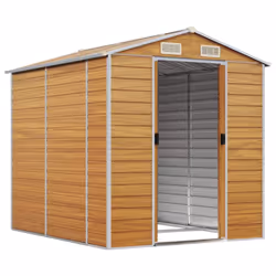vidaXL Garden Shed Outdoor Storage Shed Patio Yard Tool Shed Galvanised Steel - light brown, 191 x 215 x 198 cm - Additional view 2