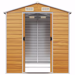 vidaXL Garden Shed Outdoor Storage Shed Patio Yard Tool Shed Galvanised Steel - light brown, 191 x 215 x 198 cm - Additional view 4