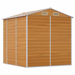 vidaXL Garden Shed Outdoor Storage Shed Patio Yard Tool Shed Galvanised Steel - light brown, 191 x 215 x 198 cm - Additional view 6