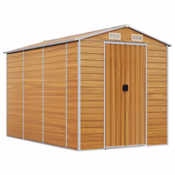 vidaXL Garden Shed Outdoor Storage Shed Patio Yard Tool Shed Galvanised Steel - light brown, 191 x 300 x 198 cm