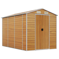 vidaXL Garden Shed Outdoor Storage Shed Patio Yard Tool Shed Galvanised Steel - light brown, 191 x 300 x 198 cm