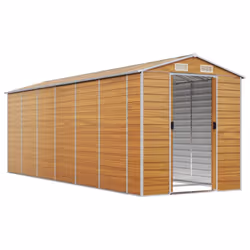 vidaXL Garden Shed Outdoor Storage Shed Patio Yard Tool Shed Galvanised Steel - light brown, 191 x 555 x 198 cm - Additional view 2