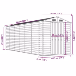 vidaXL Garden Shed Outdoor Storage Shed Patio Yard Tool Shed Galvanised Steel - light brown, 191 x 555 x 198 cm - Additional view 3