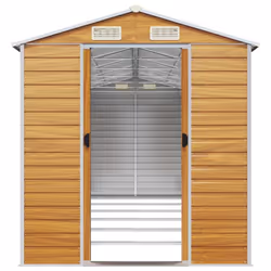 vidaXL Garden Shed Outdoor Storage Shed Patio Yard Tool Shed Galvanised Steel - light brown, 191 x 555 x 198 cm - Additional view 4